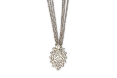 Lot 149 - A diamond pendant necklace The marquise-cut...