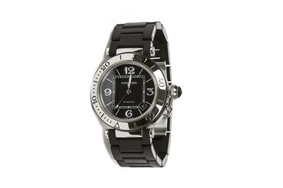 Lot 369 - CARTIER. A GENTS STAINLESS STEEL AUTOMATIC...