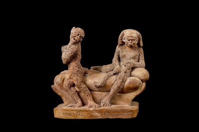 Lot 74a - A 19TH CENTURY FRENCH TERRACOTTA GROUP OF TWO...
