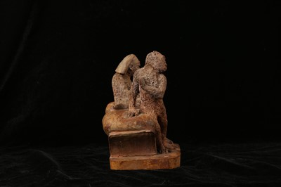 Lot 74 - A 19TH CENTURY FRENCH TERRACOTTA GROUP OF TWO...