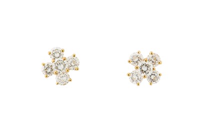 Lot 191 - A pair of diamond cluster earstuds, by Tiffany...