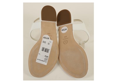 Lot 301 - Chanel White Patent Sandals, c. 2018, gilt and...