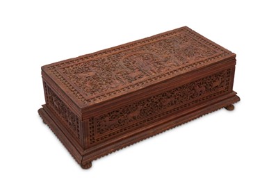 Lot 343 - A CARVED SANDALWOOD BOX Southern India, late...