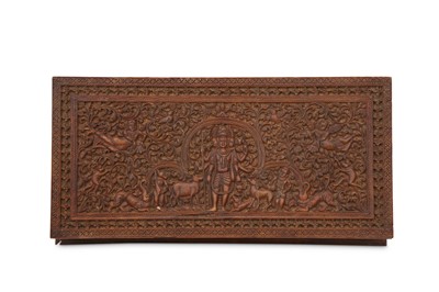Lot 343 - A CARVED SANDALWOOD BOX Southern India, late...
