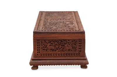 Lot 343 - A CARVED SANDALWOOD BOX Southern India, late...