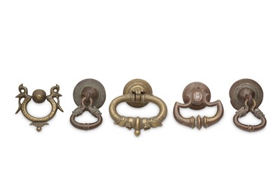 Lot 334 - FIVE INDIAN ZOOMORPHIC DOOR KNOCKERS  Deccan...