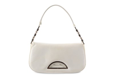Lot 483 - Christian Dior White Canvas Shoulder Bag, c....