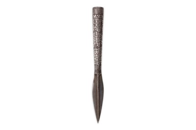 Lot 357 - A BIDRI SILVER-INLAID SPEARHEAD India, late...