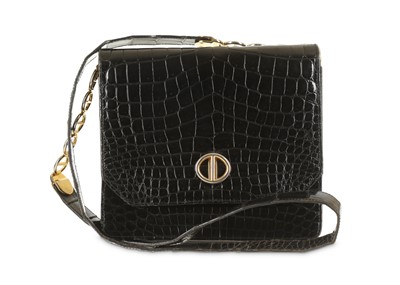 Lot 221 - Christian Dior Vintage Black Crocodile Bag,...