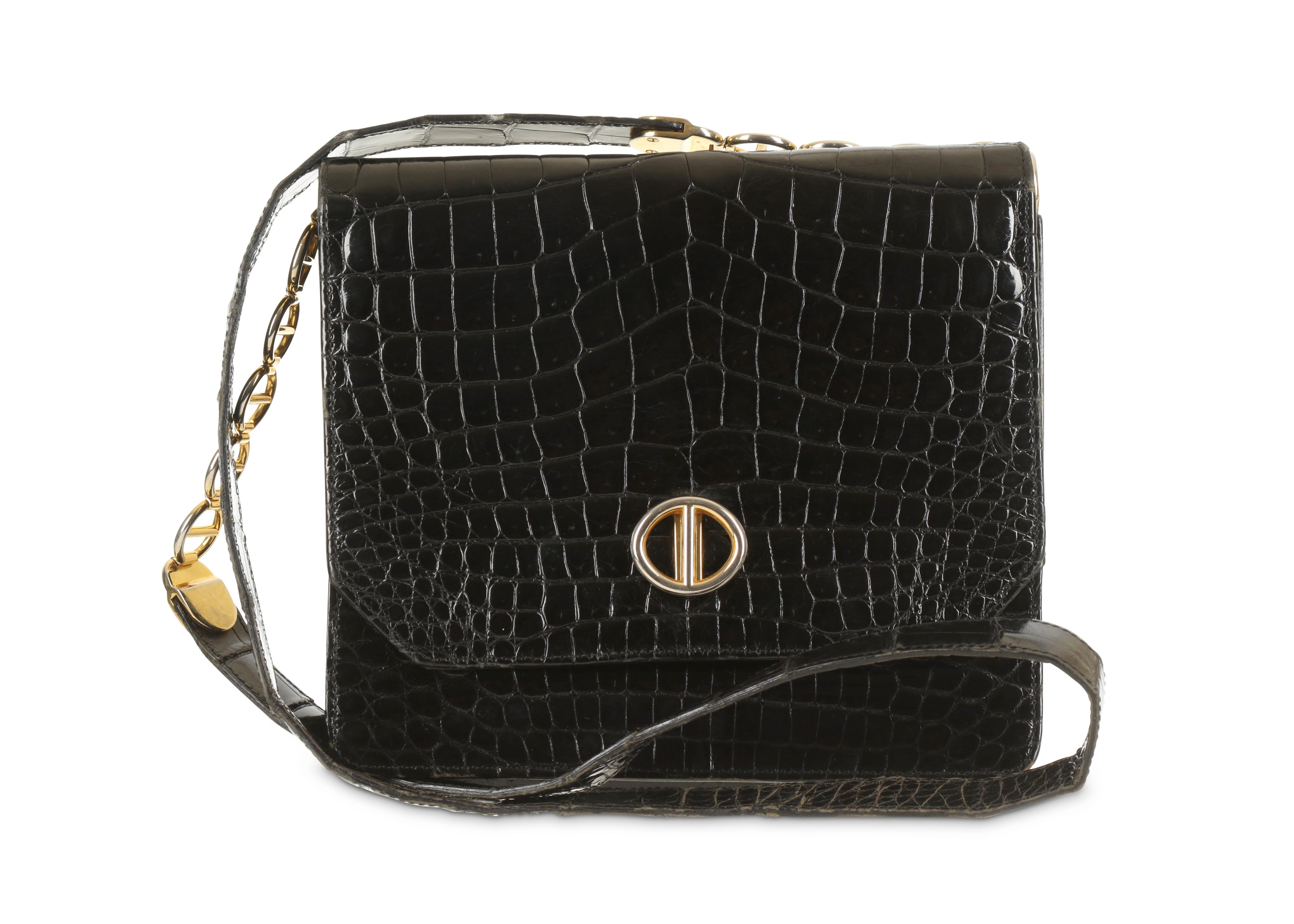 CHRISTIAN DIOR Black Crocodile Bag