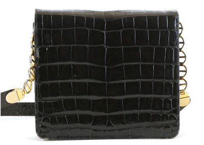 Lot 221 - Christian Dior Vintage Black Crocodile Bag,...