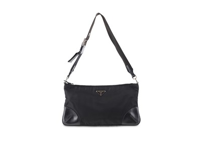 Lot 426 - Prada Black Nylon Shoulder Bag, leather trim...