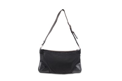 Lot 426 - Prada Black Nylon Shoulder Bag, leather trim...