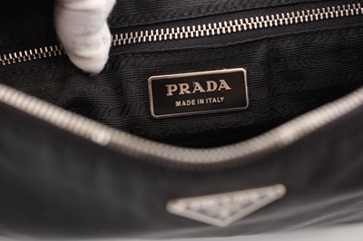 Lot 426 - Prada Black Nylon Shoulder Bag, leather trim...