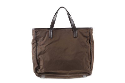 Lot 430 - Prada Brown Nylon Tote, leather trim and...