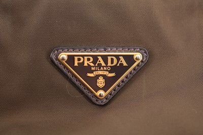 Lot 430 - Prada Brown Nylon Tote, leather trim and...