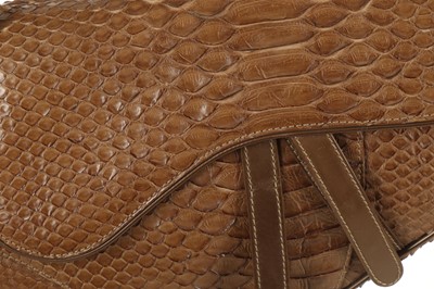 Lot 179 - Christian Dior Brown Python Saddle Bag, c....