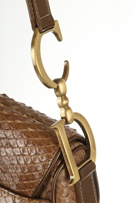 Lot 179 - Christian Dior Brown Python Saddle Bag, c....
