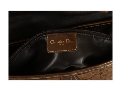 Lot 179 - Christian Dior Brown Python Saddle Bag, c....