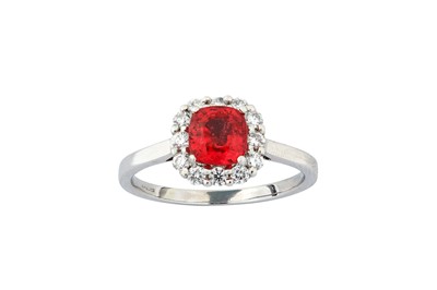 Lot 46 - A red spinel and diamond cluster ring The...