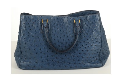 Lot 31 - Prada Sky Blue Ostrich Galleria Tote, gilt...