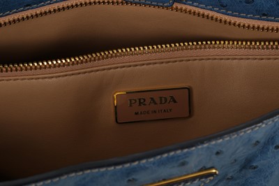 Lot 31 - Prada Sky Blue Ostrich Galleria Tote, gilt...