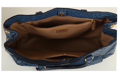 Lot 31 - Prada Sky Blue Ostrich Galleria Tote, gilt...