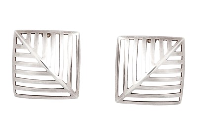 Lot 62 - A pair of silver 'Grate' earclips, by Nana...