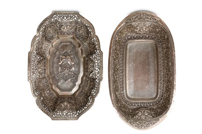 Lot 413 - TWO SILVER TRAYS Malaysia or Java, 19th...