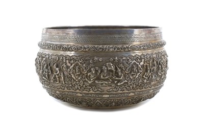 Lot 418 - A LARGE BURMESE REPOUSSÉ BOWL (THABEIK)...