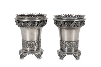 Lot 73 - A PAIR OF IZMIR SILVER SPOON WARMERS  Ottoman...