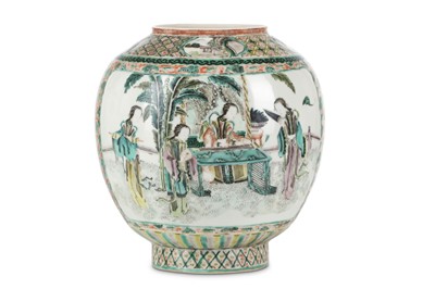 Lot 16 - A CHINESE OVOID FAMILLE VERTE LANTERN. Qing...