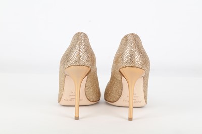 Lot 425 - Jimmy Choo Gold Glitter Pumps, gold 10cm heel,...