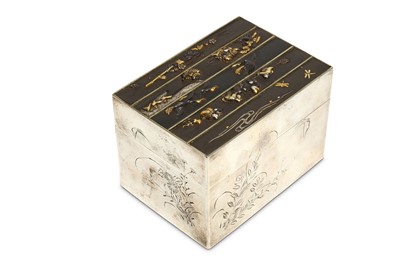 Lot 147 - A JAPANESE SILVER BOX AND COVER. Meiji period....