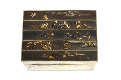 Lot 147 - A JAPANESE SILVER BOX AND COVER. Meiji period....