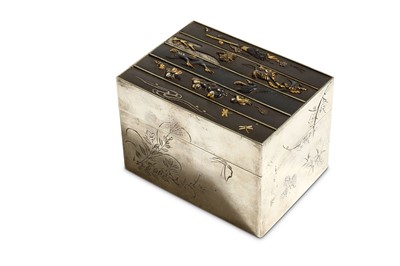 Lot 147 - A JAPANESE SILVER BOX AND COVER. Meiji period....