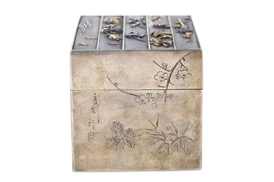 Lot 147 - A JAPANESE SILVER BOX AND COVER. Meiji period....