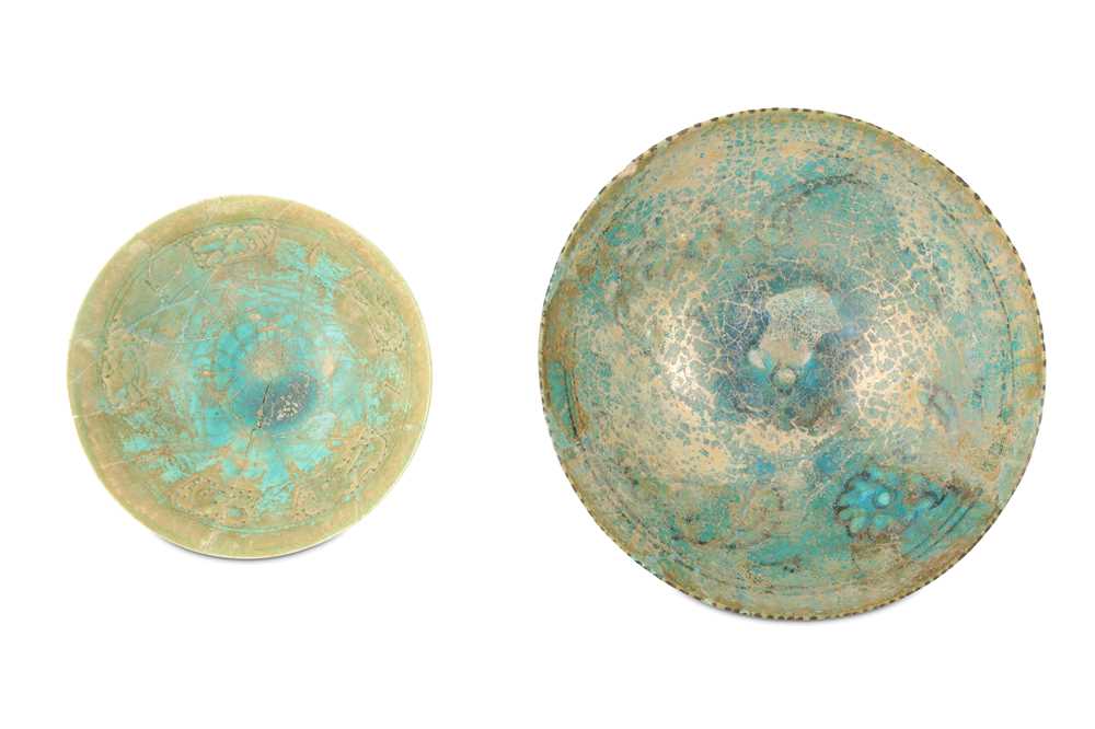 Lot 23 - TWO TURQUOISE-GLAZED KASHAN POTTERY BOWLS Iran,...