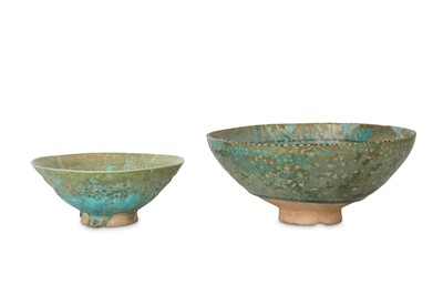 Lot 23 - TWO TURQUOISE-GLAZED KASHAN POTTERY BOWLS Iran,...