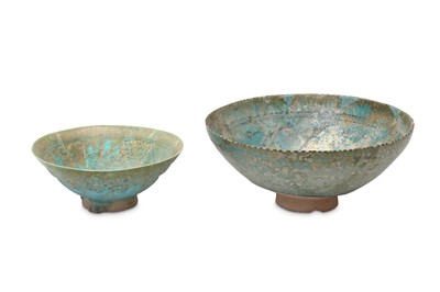 Lot 23 - TWO TURQUOISE-GLAZED KASHAN POTTERY BOWLS Iran,...