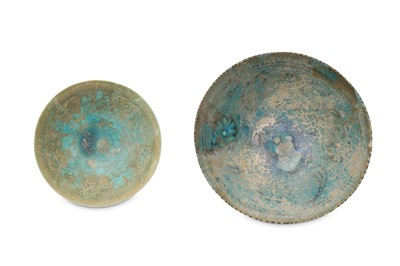 Lot 23 - TWO TURQUOISE-GLAZED KASHAN POTTERY BOWLS Iran,...