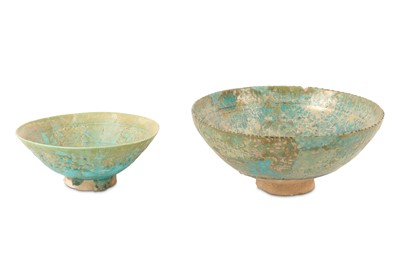 Lot 23 - TWO TURQUOISE-GLAZED KASHAN POTTERY BOWLS Iran,...