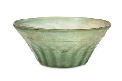 Lot 13 - A MOULD-BLOWN GREEN GLASS BOWL Possibly Iran,...