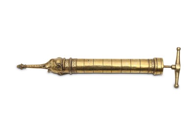 Lot 332 - A BRASS HOLI SYRINGE (ABIR KI PICHKARI) Deccan,...