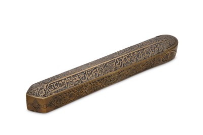 Lot 353 - AN ENGRAVED BRASS PENBOX (QALAMDAN)  Possibly...