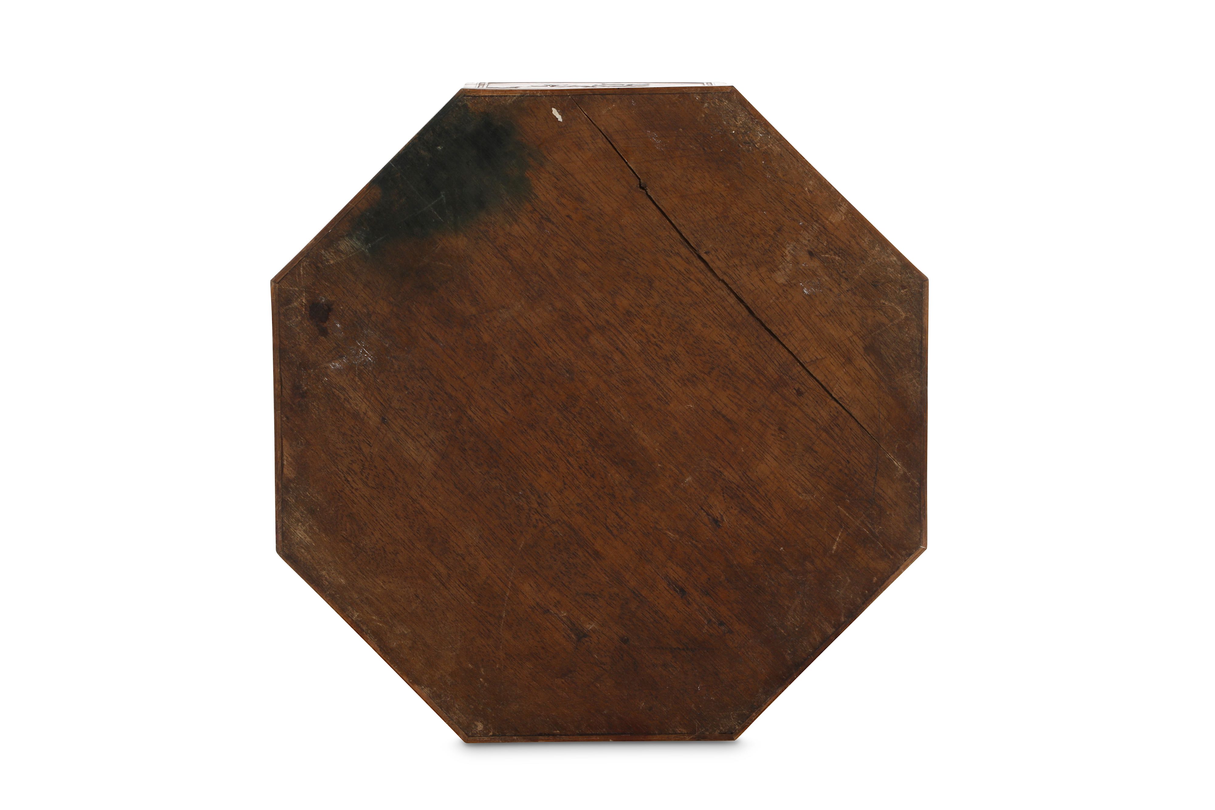 Lot 111 - A CHINESE OCTAGONAL BAMBOO-VENEER BOX. Late