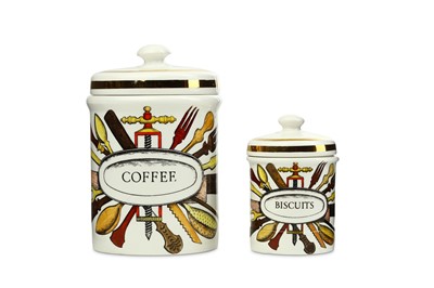 Lot 191 - TWO PIERO FORNASETTI PORCELAIN JARS AND COVERS,...