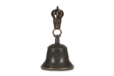 Lot 365 - A TIBETAN COPPER ALLOY RITUAL BELL, GHANTA...