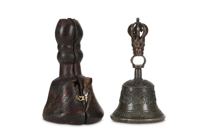 Lot 365 - A TIBETAN COPPER ALLOY RITUAL BELL, GHANTA...