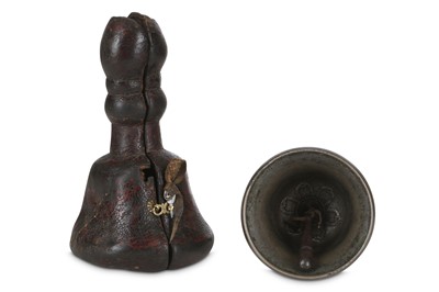 Lot 365 - A TIBETAN COPPER ALLOY RITUAL BELL, GHANTA...